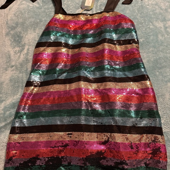 NWT Show Me Your Mumu Womens Super Slip Tie Party Stripe Sequin Dress Size Small - Picture 5 of 5